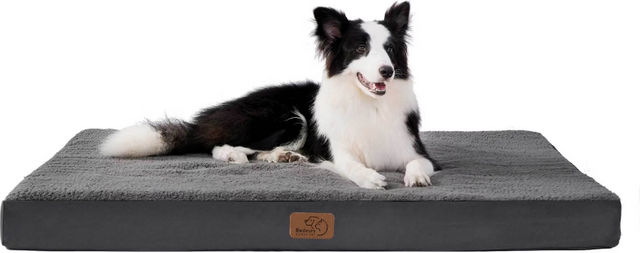 Bedsure Orthopädisches Hundekissen mit Eierschalen-Schaumstoff für kleine, mittelgroße und große Hunde, 110 x 80 cm, Grau/Beige – Bild 1 von 1
