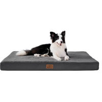 Produktbild von Bedsure Orthopädisches Hundekissen mit Eierschalen-Schaumstoff für kleine, mittelgroße und große Hunde, 110 x 80 cm, Grau/Beige