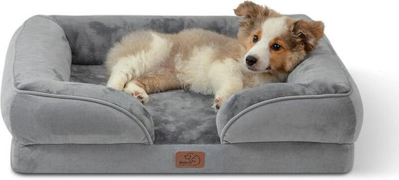 BEDSURE orthopädisches Hundebett für kleine Hunde und Senioren in Grau mit ergonomischem Eierkarton-Design und waschbarem Flanellbezug 71 x 58 cm – Bild 1 von 1