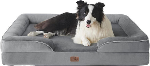 Bedsure Orthopädisches Hundebett für mittelgroße Hunde mit Eierschalenschaumstoff und Flanell Bezug Grau 89 x 63 cm – Bild 1 von 1