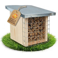 Produktbild von BEESI Insektenhotel mit Metalldach und Schutzgitter aus Bambus und Schilf