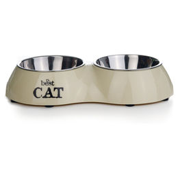 Produktbild von Beeztees Best Cat Doppelnapf für Katzen aus Melamin beige - 320 ml