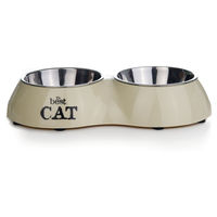 Produktbild von Beeztees Best Cat Doppelnapf für Katzen aus Melamin beige - 320 ml