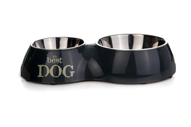 Produktbild von Beeztees Best Dog Doppelnapf für Hunde aus Edelstahl in Grau 31x17,5x6 cm - 510 ml