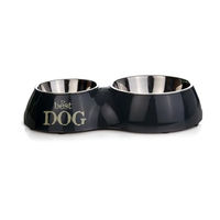 Produktbild von Beeztees Best Dog Doppelnapf für Hunde aus Edelstahl in Grau 31x17,5x6 cm - 510 ml
