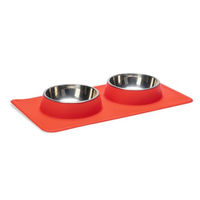 Produktbild von Beeztees Dinner Set Dex Silikon Inox rot rutschfest 2 x 350 ml für Hunde - 2 x 350 ml