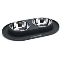 Produktbild von Beeztees Dinnerset für Hunde aus Silikon und Edelstahl in Anthrazit 40 x 24 cm - 2 x 500 ml