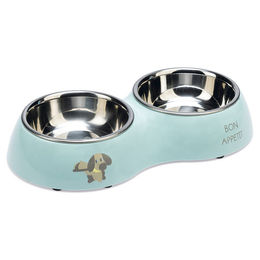Produktbild von Beeztees Droppy Dinner Set Welpe Schale aus Kunststoff und Edelstahl Grün - 0,35 l