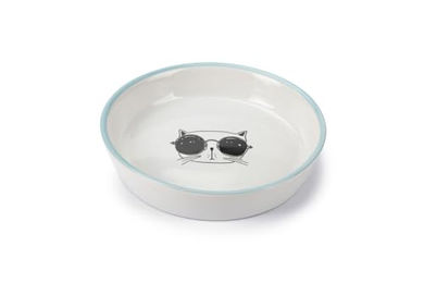 Produktbild von Beeztees Falko Katzennapf aus Keramik weiß blau 16 x 16 x 3,5 cm - 300 ml