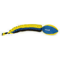 Produktbild von Beeztees Fetch Nylon Rugbyball für Hunde Blau-Gelb