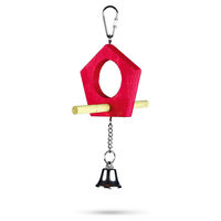 Produktbild von Beeztees Flox Vogelspielzeug aus Holz mit Glocke in Bunt und Rot