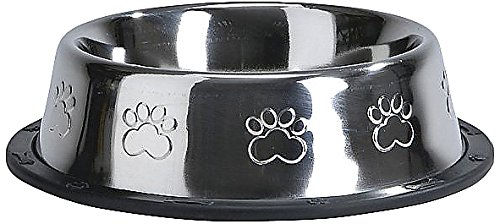 Beeztees Futternapf aus Edelstahl mit Pfotenmuster in Silber - 200 ml – Bild 1 von 2