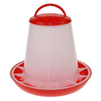 Produktbild von Beeztees Futtersilo mit Deckel für Hühner und Wildvögel rot/weiß 1 kg - 1 kg