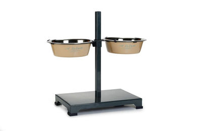 Beeztees Futterständer Carte Erhöhter Napf mit Edelstahl Schalen Grün-Creme 2 x 2530 ml ø 25 cm – Bild 1 von 1