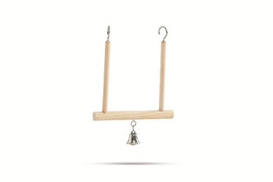 Produktbild von Beeztees Holzschaukel mit Glocke für Vögel in Braun und Natur