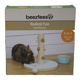 Beeztees Holzspielturm Hayra Intelligenzspielzeug für Kaninchen und Nagetiere in Grün – Bild 1 von 4