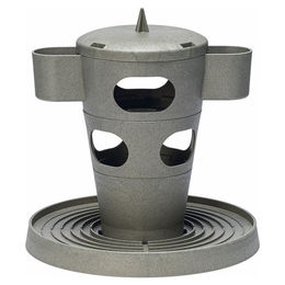 Beeztees Hühner Snackturm aus recyceltem Kunststoff Grau 30 x 30 x 32,5 cm – Bild 1 von 9