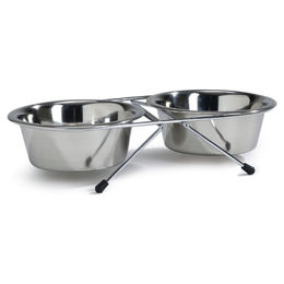 Beeztees Hunde Doppelnapf aus Edelstahl Silber 2 x 900 ml - 1,8 l – Bild 1 von 3