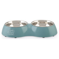 Produktbild von Beeztees Hunde Doppelnapf Glorius Blau aus Kunststoff 34 cm - 0,7 l