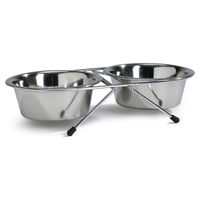 Produktbild von Beeztees Hunde Doppelnapf Standard aus Edelstahl in Silber mit 2 x 1,8 l Fassungsvermögen - 2 x 1,8 l