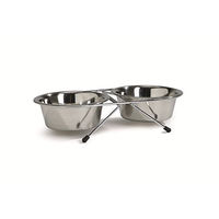 Produktbild von Beeztees Hunde Doppelnapf Standard aus Edelstahl Silber 2 x 180 ml - 0,18 l