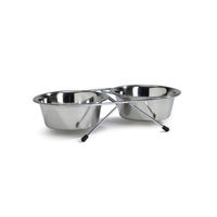 Produktbild von Beeztees Hunde Doppelnapf Standard aus Edelstahl Silber 2 x 450 ml - 0,45 l
