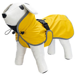 Produktbild von Beeztees Hunde-Regenmantel Caro Gelb aus Polyester mit wasserabweisender Funktion Rückenlänge 28 cm