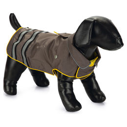 Beeztees Hunde-Regenmantel Seja waterproof mit Fleece-Futter grau/gelb 68 cm – Bild 1 von 6