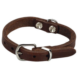 Beeztees Hundehalsband aus Leder in Braun mit verstellbarer Breite von 1 cm und Länge von 17,5 bis 22,5 cm – Bild 1 von 2