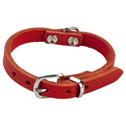Beeztees Hundehalsband aus Leder in Rot mit verstellbarer Breite von 17,5 bis 22,5 cm – Bild 1 von 2