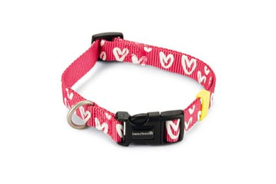 Produktbild von Beeztees Hundehalsband Herz aus Nylon in Rosa 35-50 cm x 20 mm