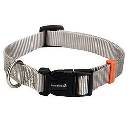 Beeztees Hundehalsband Uni aus Nylon in Hellgrau, verstellbar 20-30 cm – Bild 1 von 2