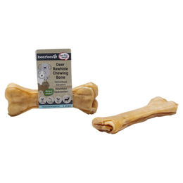 Beeztees Hundesnack Hirschhaut Kauknochen 12 cm hypoallergen glutenfrei ohne Zucker - 12 cm – Bild 1 von 3