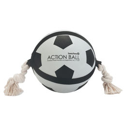 Produktbild von Beeztees Hundespielzeug Action Fußball aus Gummi mit Tau in Schwarz-Weiß Durchmesser 22 cm - 22 cm
