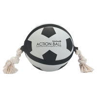 Produktbild von Beeztees Hundespielzeug Action Fußball aus Gummi mit Tau in Schwarz-Weiß Durchmesser 22 cm - 22 cm