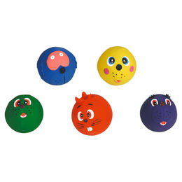 Beeztees Hundespielzeug Ball mit Gesicht aus Latex mit Squeaker 7cm bunt – Bild 1 von 2