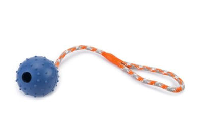 Beeztees Hundespielzeug Ball mit Glocke und Kordel aus Gummi Blau – Bild 1 von 3