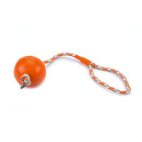 Produktbild von Beeztees Hundespielzeug Ball mit Kordel aus Gummi Orange