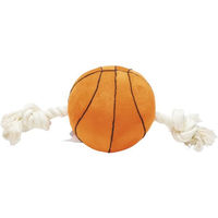 Produktbild von Beeztees Hundespielzeug Basketball mit Seil aus Plüsch in Orange und Natur