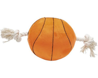 Beeztees Hundespielzeug Basketball mit Seil aus Plüsch XL Orange Natur – Bild 1 von 5