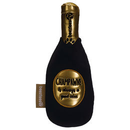 Beeztees Hundespielzeug Champagnerflasche aus Plüsch in Schwarz 19 x 7 x 7 cm – Bild 1 von 2