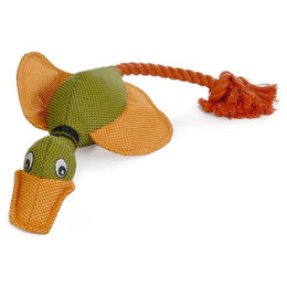 Beeztees Hundespielzeug Ente aus Plüsch mit Kordel in Orange und Bunt - 45 cm – Bild 1 von 3