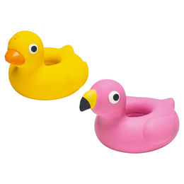 Beeztees Hundespielzeug Ente Flamingo aus Latex mit Squeaker gelb 14x12 cm schwimmfähig – Bild 1 von 4