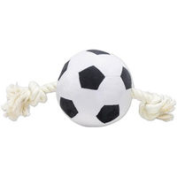 Produktbild von Beeztees Hundespielzeug Fußball mit Seil aus Plüsch Schwarz Weiß