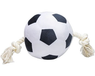 Beeztees Hundespielzeug Fußball mit Seil aus Plüsch XL Weiß Schwarz – Bild 1 von 7