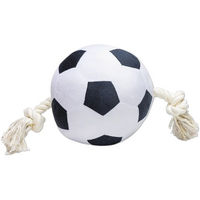 Produktbild von Beeztees Hundespielzeug Fußball mit Seil aus Plüsch XL Weiß Schwarz