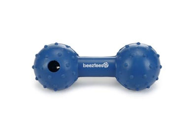 Produktbild von Beeztees Hundespielzeug Hantel aus Gummi mit Glocke Blau