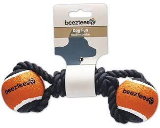 Beeztees Hundespielzeug Jef Tennisball mit Baumwollknoten Schwarz – Bild 1 von 2