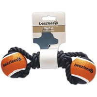Produktbild von Beeztees Hundespielzeug Jef Tennisball mit Baumwollknoten Schwarz