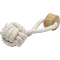 Produktbild von Beeztees Hundespielzeug Kaffeeholz Ball L mit Handschlaufe aus Baumwolle und Holz